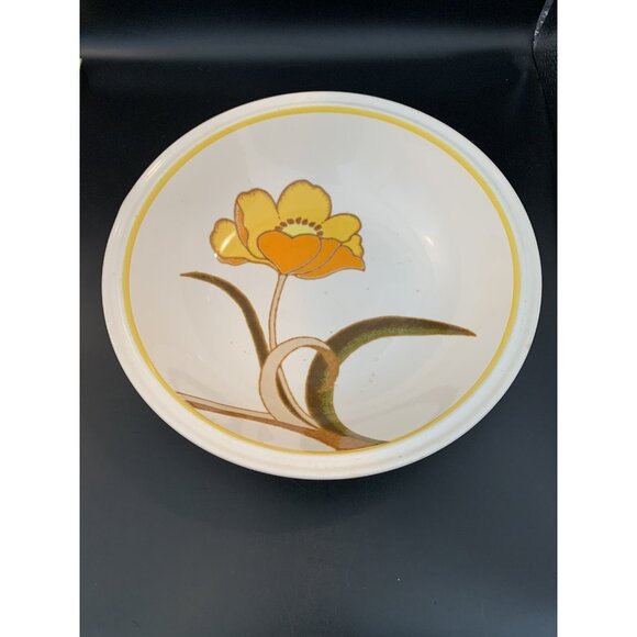 RARE- Vintage Mikasa Forecast Dolly 9.5" Vegetable Bowl  Japan Yellow Poppy - Picture 12 of 12